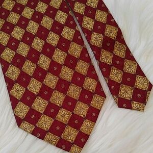 Vintage Valentino Red Gold Silk Tie 57"